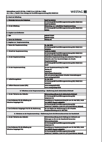 <p>Informationen nach § 125 Abs. 2 AktG i.V.m. § 125 Abs. 5 AktG<br />