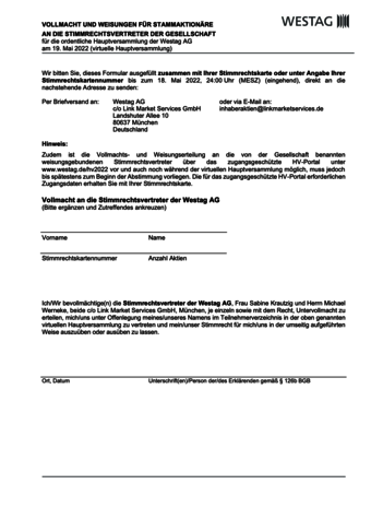 <p>Vollmacht und Weisungen für Stammaktionäre an die Stimmrechtsvertreter<br /> &nbsp;</p>
