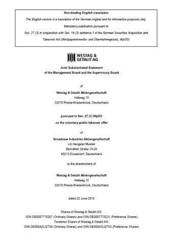 <div>Joint Substantiated Statement of the Management Board and the Supervisory Board</div>