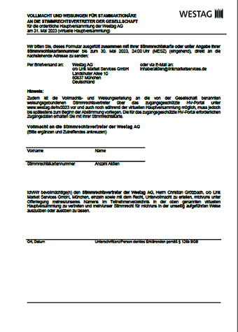 <p>Vollmacht und Weisungen für Stammaktionäre an die Stimmrechtsvertreter<br /> &nbsp;</p>