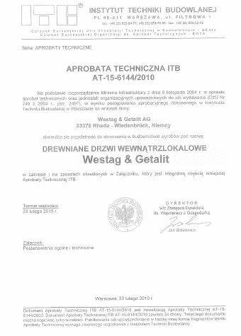 Aprobata ITB AT-15-6144/2010 (Deckblatt)