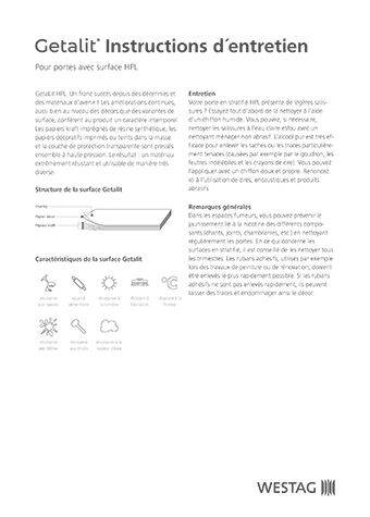 <p>Instructions d’entretien Getalit</p>