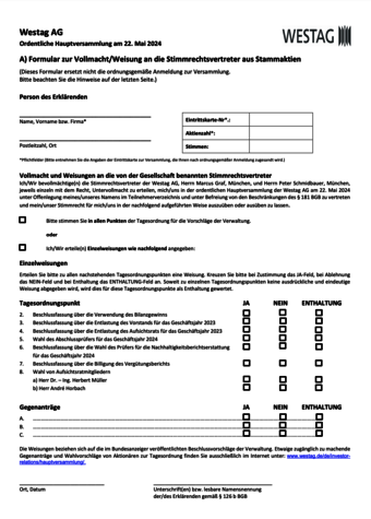 <p>Vollmacht und Weisungen<br /> &nbsp;</p>