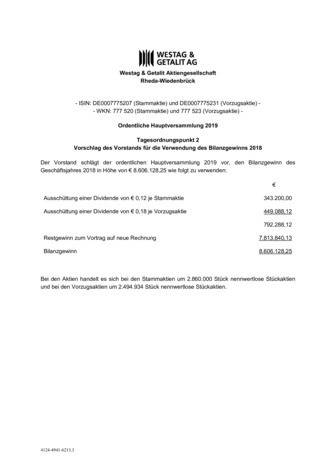 <p>Gewinnverwendungs-<br /> vorschlag Vorstand zu TOP 2</p>