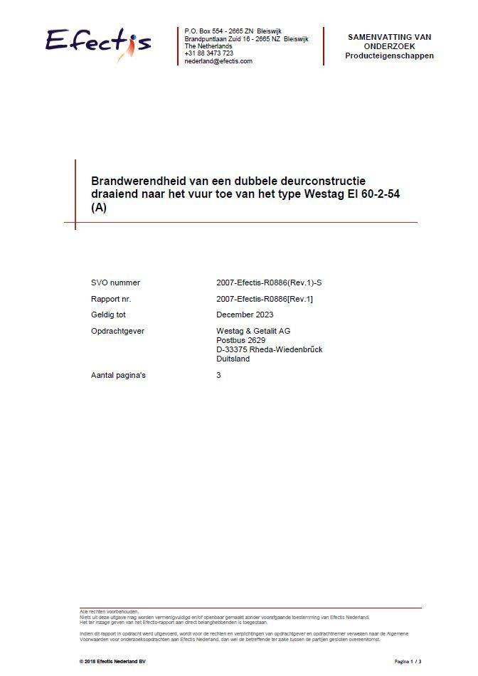 <p>EI60-2-54 Öffnungsfläche - Nr. 2007-Efectis-R0886(Rev.1)-S</p>