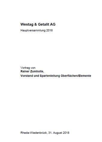 Vortrag von Rainer Zumholte, Vorstand und Spartenleitung Oberflächen/Elemente
