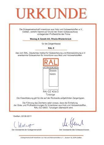 RAL GZ 426/2 (Holzzargen - Beanspruchungsgruppe E)
