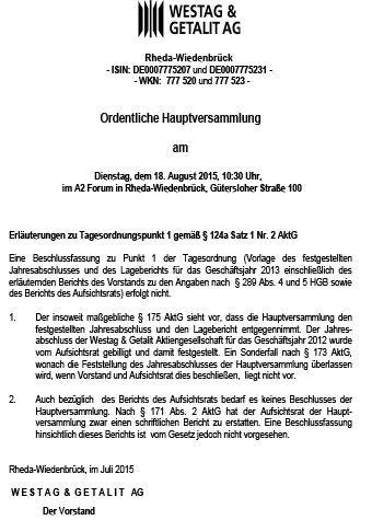 Erläuterungen gemäß § 124a Satz 1 Nr. 2 Akt G zu TOP 1