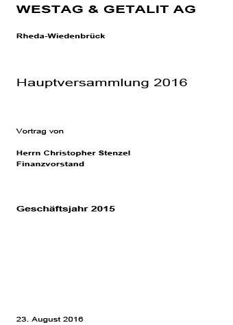 Rede von Herrn Christopher Stenzel, Finanzvorstand