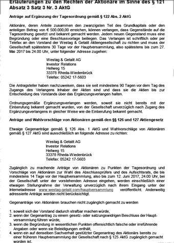 Erläuterungen gemäß § 121 Abs. 3 Nr. 3 AktG
