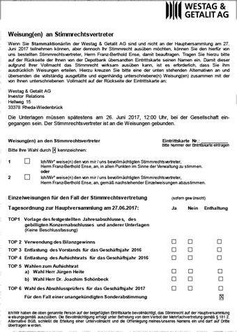 Musterformular für Vollmacht und Weisungen&nbsp;