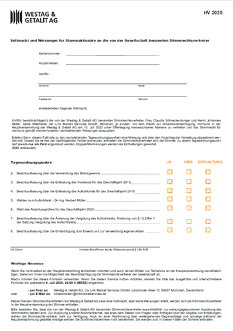 <p>Formular für Stammaktionäre zur Vollmachtserteilung an die Stimmrechtsvertreter</p>