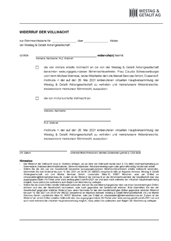 <p>Widerruf der Vollmacht an die Stimmrechtsvertreter<br /> <br /> &nbsp;</p>