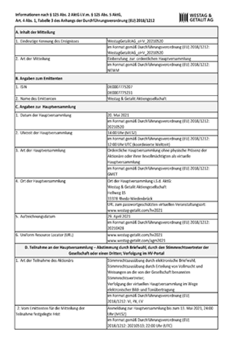 <p>Informationen gemäß Durchführungsverordnung (EU) 2018/1212 für die Mitteilung nach § 125</p>